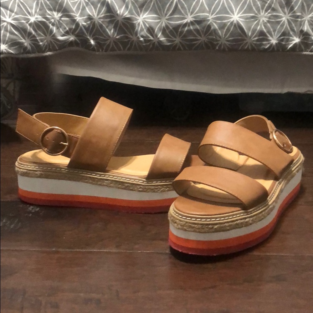 Tan platform sandals
